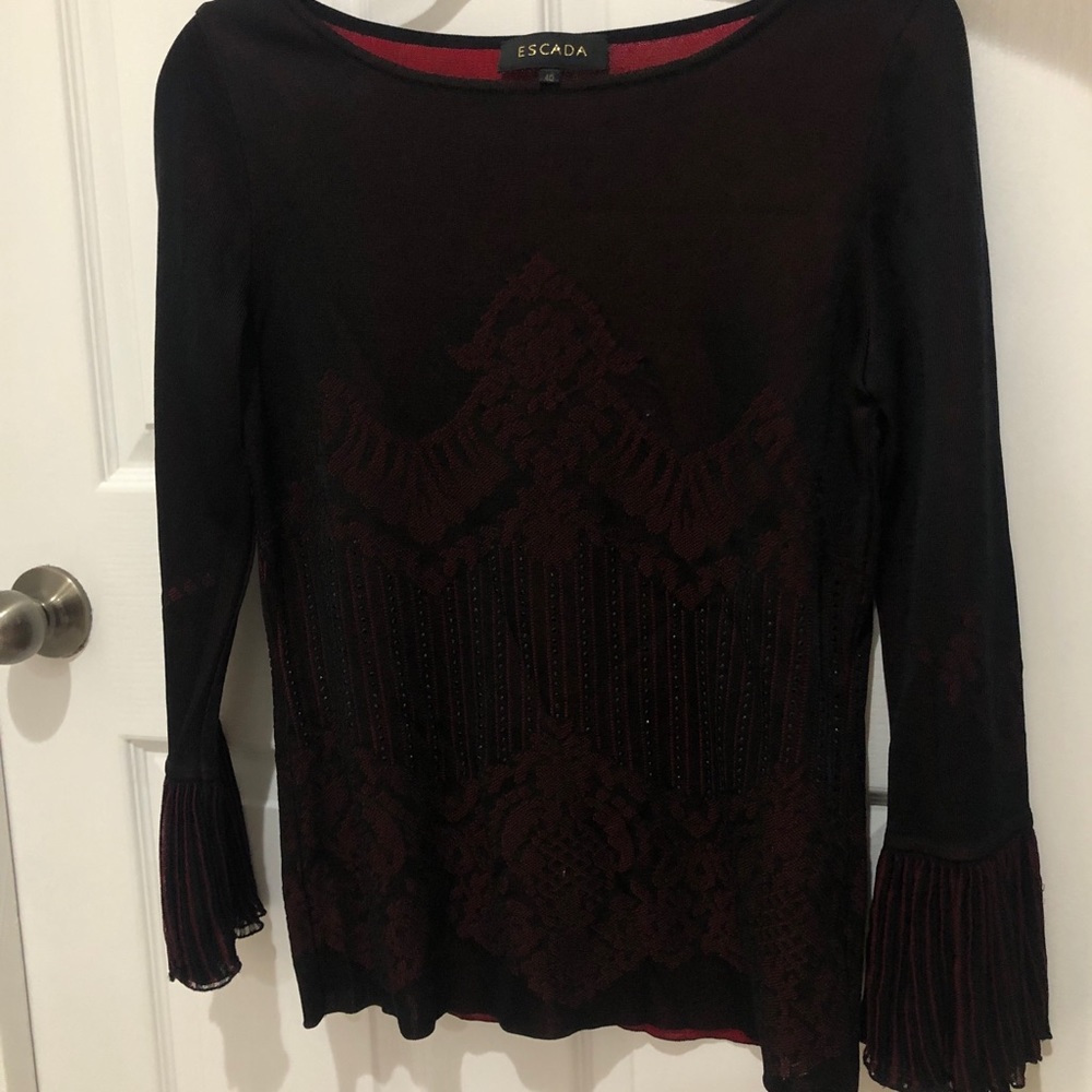 Escada Black and Red Top with Sleeves